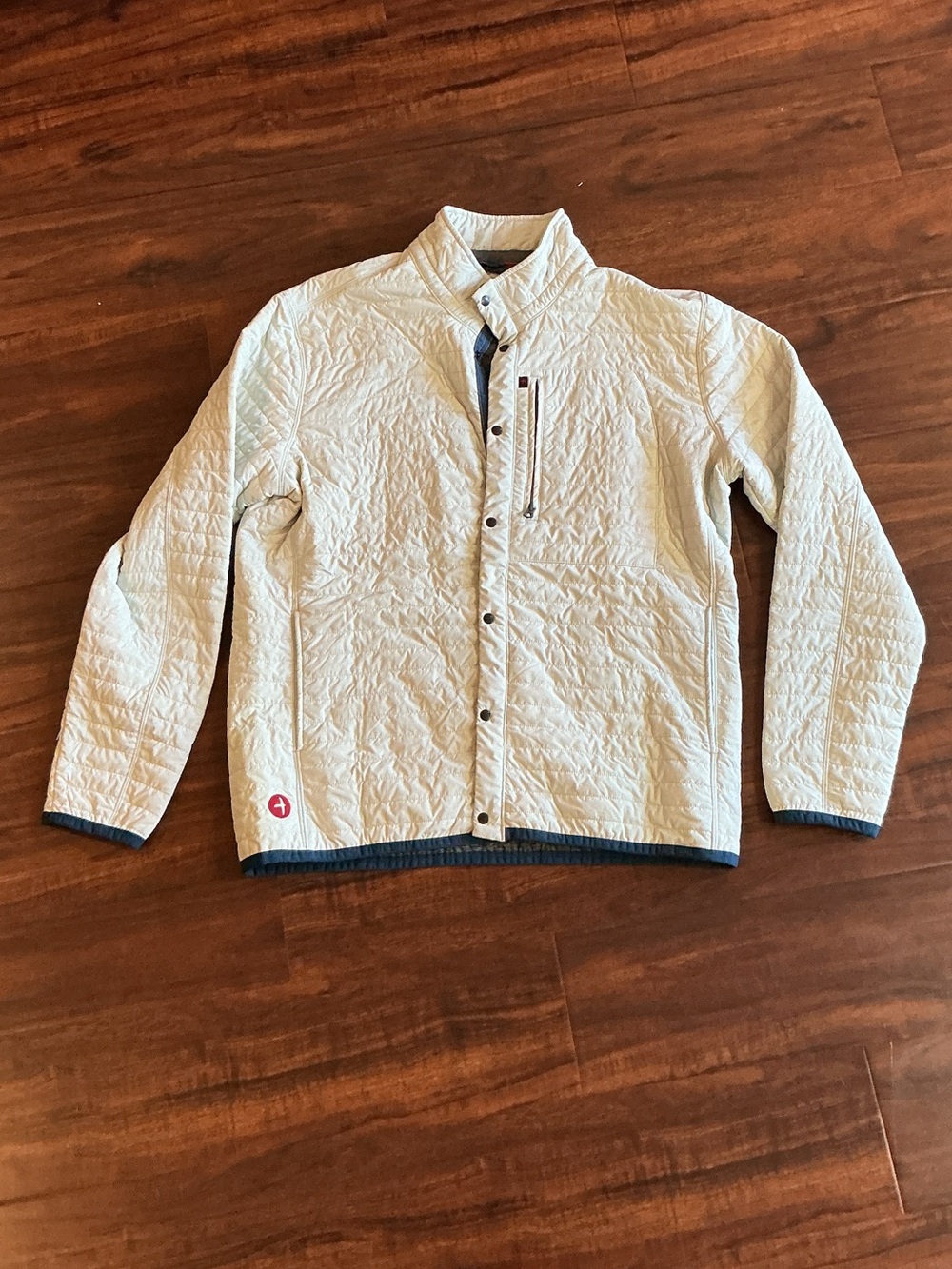 ROWAN Quilted lightweight Cream Puffer Jacket with Navy Trim XXL